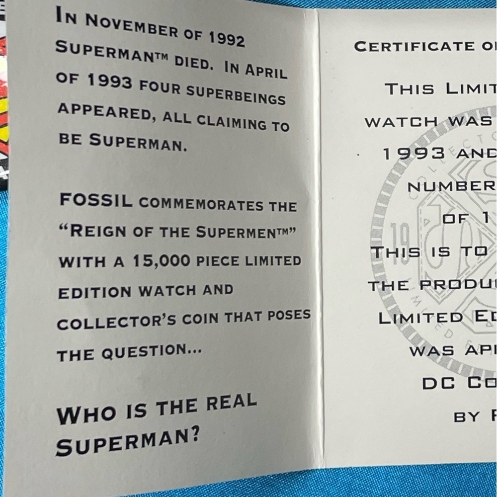 FOSSIL COMMEMORATIVE WATCH “REIGN OF THE SUPERMEN… - image 5